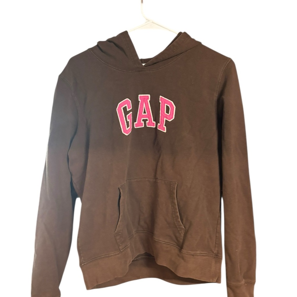 GAP Brown Hoodie with Pink Logo